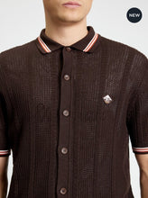 Cargar imagen en el visor de la galería, Open Texture Short Sleeve Button Through Shirt -Coffee