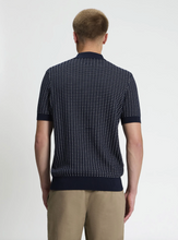 Cargar imagen en el visor de la galería, Short Sleeve Bi Colour Knitted Polo - Dark Navy