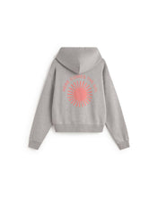 Load image into Gallery viewer, Hoodie gris retro sol rosa espalda Valeria