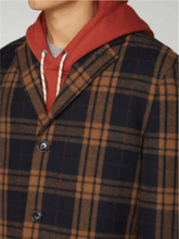 Load image into Gallery viewer, Long Orange and Navy Blue Wool Check Tailored Coat - lacontra