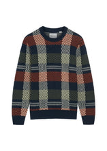Cargar imagen en el visor de la galería, Jacquard Check Crew in Dark Navy
