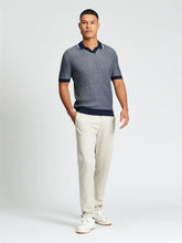 Load image into Gallery viewer, Short Sleeve Bi Colour Knitted Polo textured - Dark Navy
