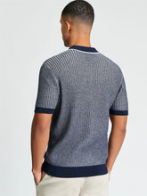 Load image into Gallery viewer, Short Sleeve Bi Colour Knitted Polo textured - Dark Navy
