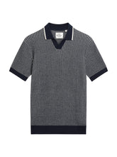 Load image into Gallery viewer, Short Sleeve Bi Colour Knitted Polo textured - Dark Navy
