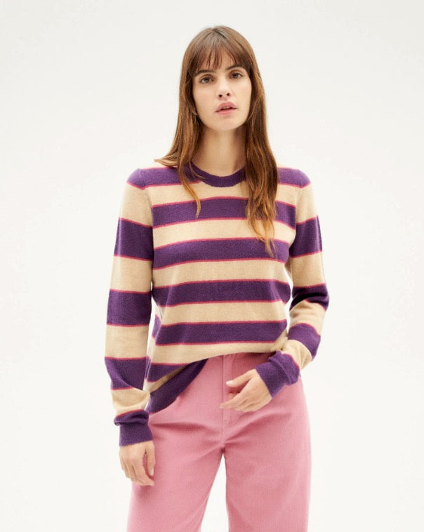 Violet Stripes Zoe Lana Merino Sweater