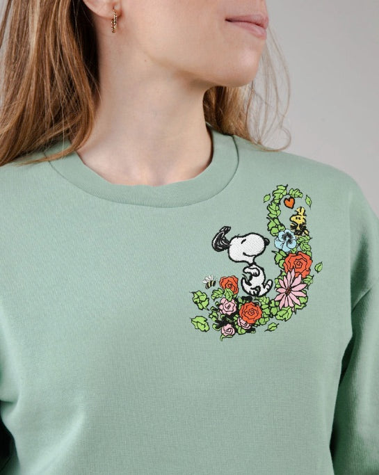 Sudadera Peanuts Flowers Verde