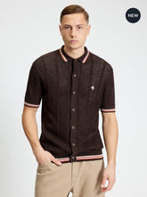 Cargar imagen en el visor de la galería, Open Texture Short Sleeve Button Through Shirt -Coffee
