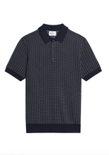Cargar imagen en el visor de la galería, Short Sleeve Bi Colour Knitted Polo - Dark Navy
