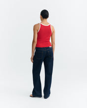 Load image into Gallery viewer, Top halter rojo contraste blanco Harriet
