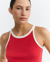 Load image into Gallery viewer, Top halter rojo contraste blanco Harriet
