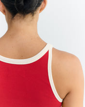 Load image into Gallery viewer, Top halter rojo contraste blanco Harriet
