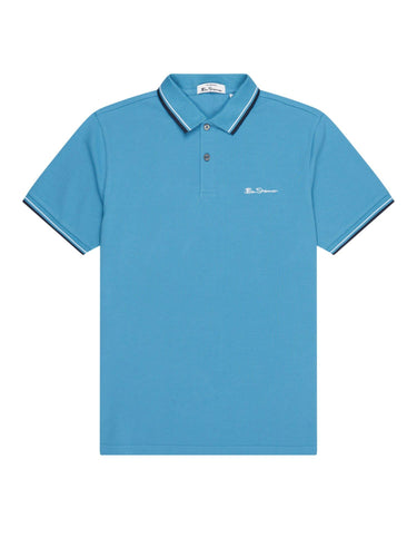 Light Blue Organic Signature Polo Shirt - lacontra