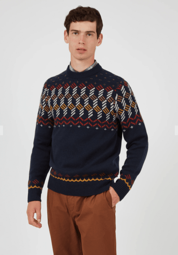 Yoke Fairisle Crewneck Sweater - lacontra