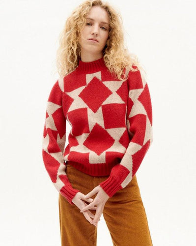 BIG SQUARES OPS KNITTED SWEATER - lacontra