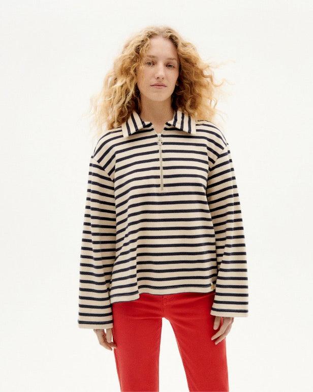 NAVY STRIPES CHELSEA SWEATSHIRT - lacontra